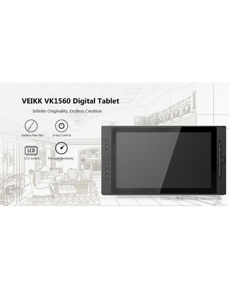 Authentic VEIKK VK1560 15.6" Writing Tablet Digital Drawing Pad (US)
